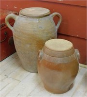 French Terracotta Olive Jars with Lids.