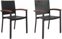 $190  HAPPYGRILL Patio Wicker Chairs Set of 2