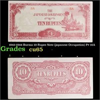 1942-1944 Burma 10 Rupee Note (japanese Occupation
