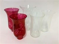 Assorted Etched Glass Hurricane Type Shades