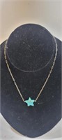 Silver Tone & Turquoise  Star Necklace