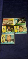(5) 1960 Topps Baseball Cards (#'s 151, 172, 287,