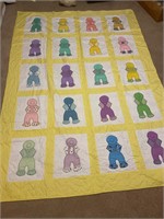 Yellow outlined Dutch boy baby quilt- hand sewn