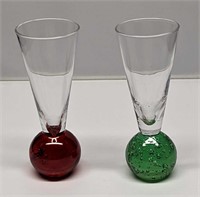 Ruby Red & Green Glass Bubble Ball Shooters
