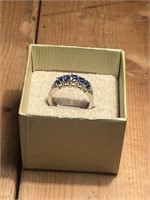 Purple Sparkle .925 Silver 5-Stone Ring Size 5