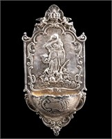 Sterling Repousse Holy Water Font Madonna w/ Child