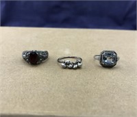 3 Vintage Sterling Silver Rings
