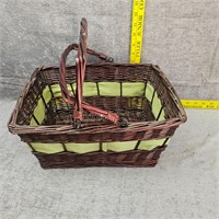 Willow Basket Dark Brown Green Ribbon