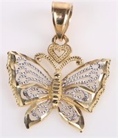 10K YELLOW & WHITE GOLD BUTTERFLY PENDANT