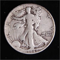 1942-D Walking Liberty Half-Dollar Silver Coin