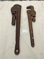 2 Vintage, Large Heavy Duty- Pipe Wrenches