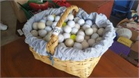 Group of golf balls in basket