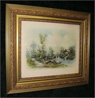 21" x 25" print, "The Old Water Mill," dated 1894