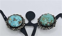 Vintage Native American Turquoise Button Earrings