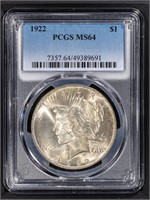 1922 $1 Peace Dollar PCGS MS64