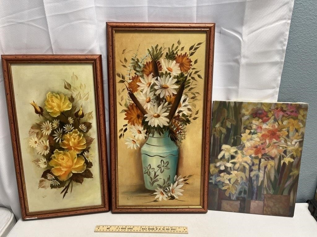 3 Floral Original Paintings