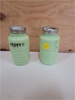 pair vintage jadeite shakers