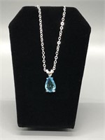 Really Nice Blue Topaz Pendant with Chain