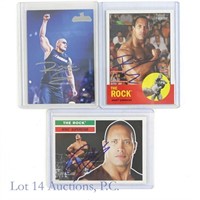 Dwayne Johnson The Rock Signed WWE Cards (3)