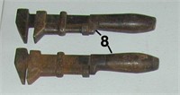 Two 8" COES-type wooden handled nut wrenches