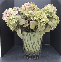 (U) Faux Hydrangea In Wire Plant Stand 25" Tall