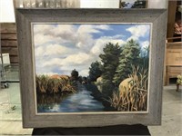 Oil on Canvas Creek Scene
