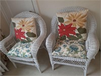 PAIR OF VINTAGE WICKER CHAIRS WITH CUSHIONS