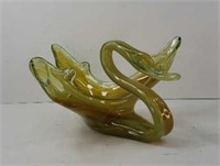 ART GLASS DECORATIVE SWAN BOWL