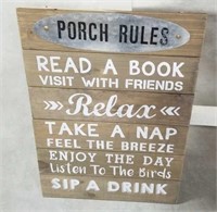 24" Tall "porch Rules" Wood Wall Décor