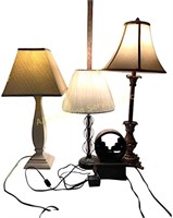 Assorted lamps with shades (3).  Tabletop water