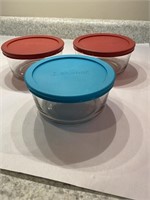 Anchor round glass bowls with lids
