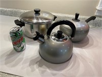 Teapot, pots and pans