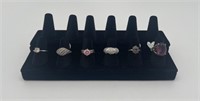 6 Rings - Size 6 Assorted Marks - 925, and