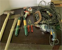 Various Tools, Sledge Hammer, Axe, Hedge Trimmer,