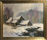 B. Rasmussen Oil On Canvas Snow Landscape
