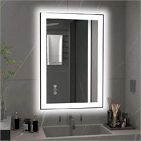 LED Bathroom Mirror, 36"x24" Black Aluminum Framed