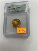 1986 -w icg- ms70 statute of liberty coin