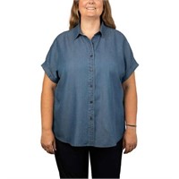 Tilley Women's XXL Short Sleeve Tencel Shirt, Blue