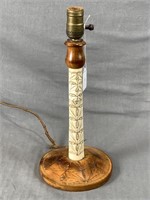 C1890 Ivory and Yew Folk Art Lamp