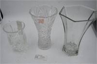 3x Crystal Vases