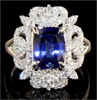14kt Gold 3.42 ct Sapphire & Diamond Ring