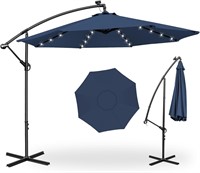 Twocorn 10ft Patio Solar LED Umbrella  Navy