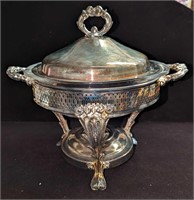 Vintage Leonard Silverplate Chafing Dish With Pyre