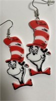 Large Dr Seuss Cat in the Hat earrings 3 inches