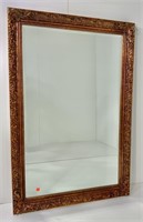 Beveled glass mirror, copper leaf frame,  damaged