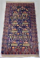 Oriental rug, Battle carpet - dark blues, reds,