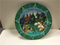Vintage South American Painted Pottery Plate