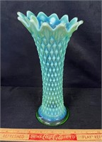 PRETTY NORTHWOOD VASELINE GLASS RUFFLED VASE