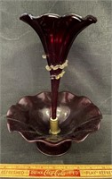 SCARCE VICTORIAN CRANBERRY GLASS EPERGNE