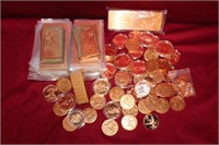 Assorted Copper Bars (18.5) 1/2 & 1 lbs, (58) Troy